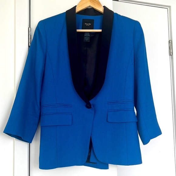 Smythe Jackets & Blazers - Smythe Satin Lapel Wool Jacket Blazer Size 8 Blue
